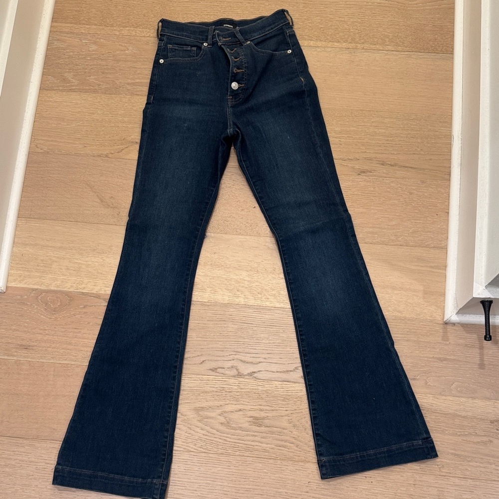 Express Dark Indigo Flare Jeans